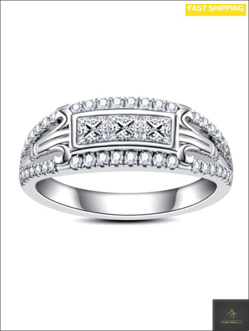 Princess Cut Moissanite Ring 925 Sterling Silver Engagement Wedding
